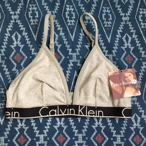 Calvin Klein Grey Gray Glitter Bra Bralette Large